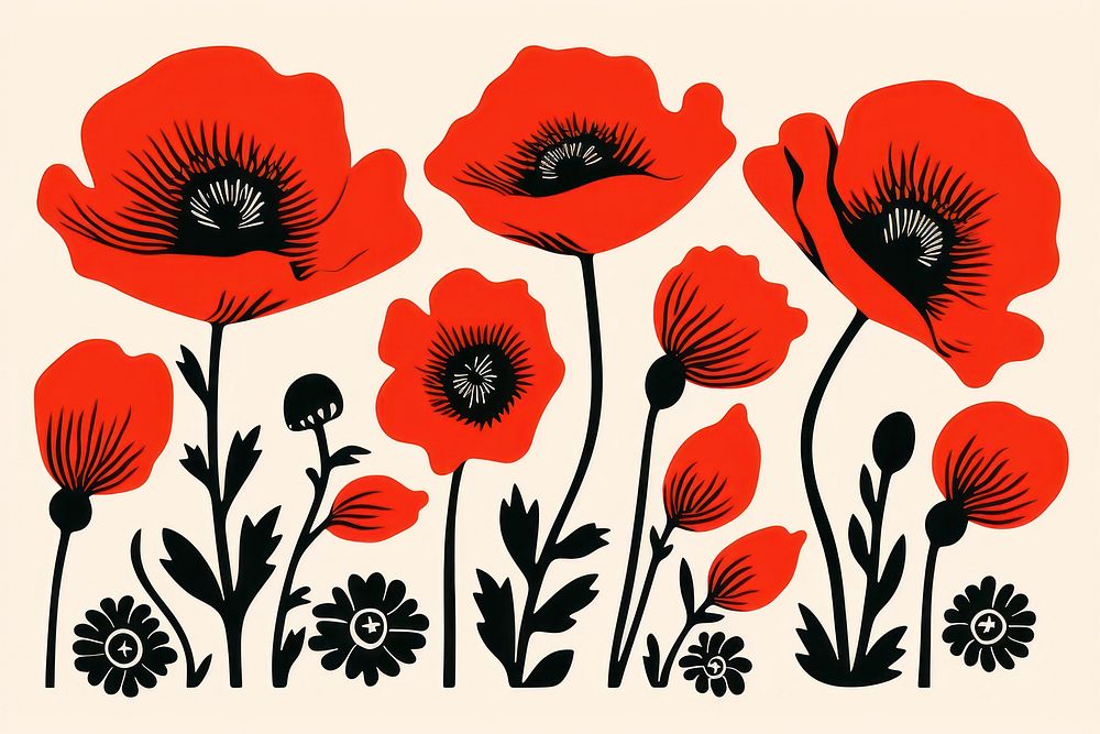 Poppy love flower nature plant. AI generated Image by rawpixel.