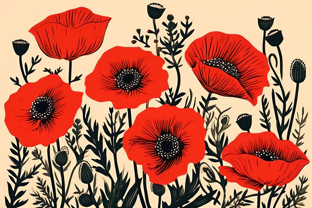 Poppy love flower nature plant. AI generated Image by rawpixel.