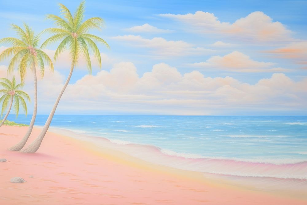 Beach and palm trees backgrounds landscape outdoors. AI generated Image by rawpixel.
