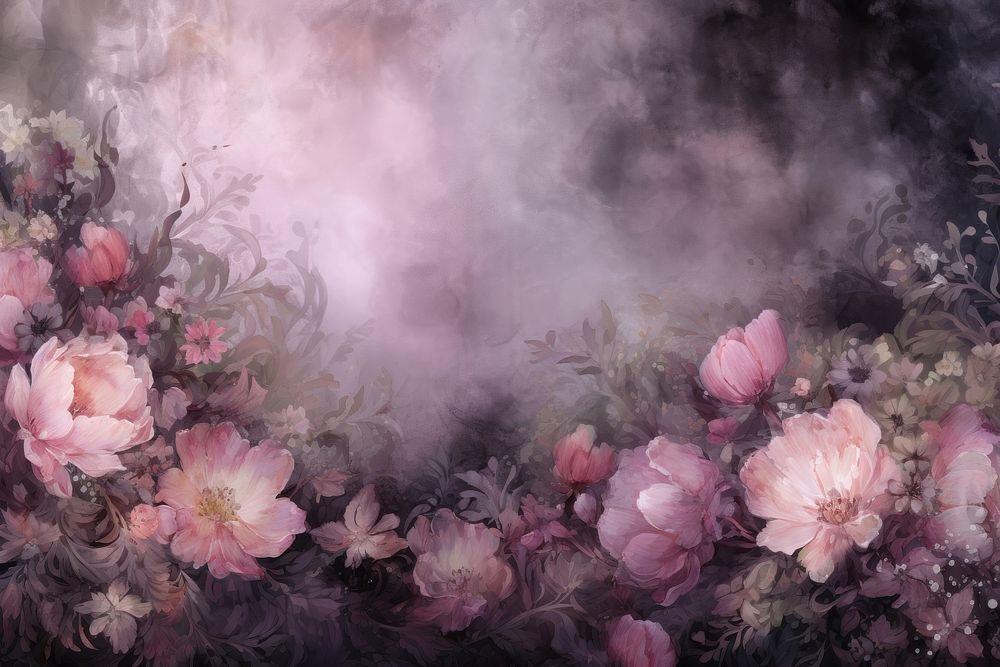 Painting of dark flower border backgrounds outdoors blossom. AI generated Image by rawpixel.