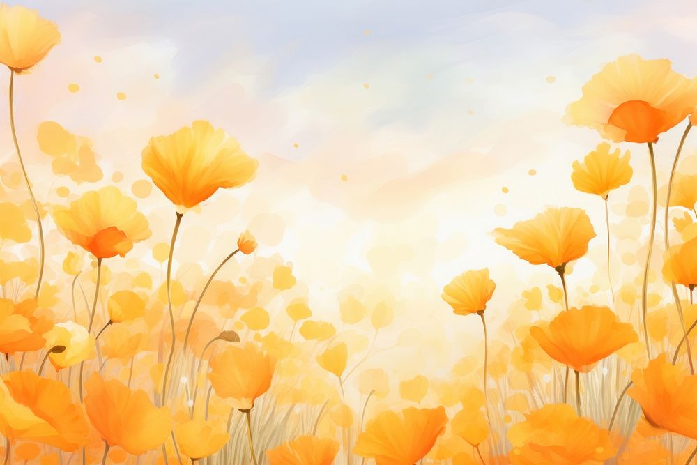 Painting of marigold border backgrounds outdoors flower. AI generated Image by rawpixel.