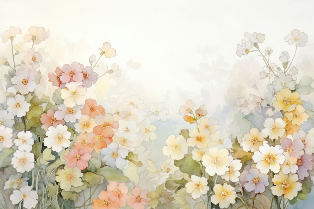 Painting of primrose border backgrounds pattern flower. AI generated Image by rawpixel.