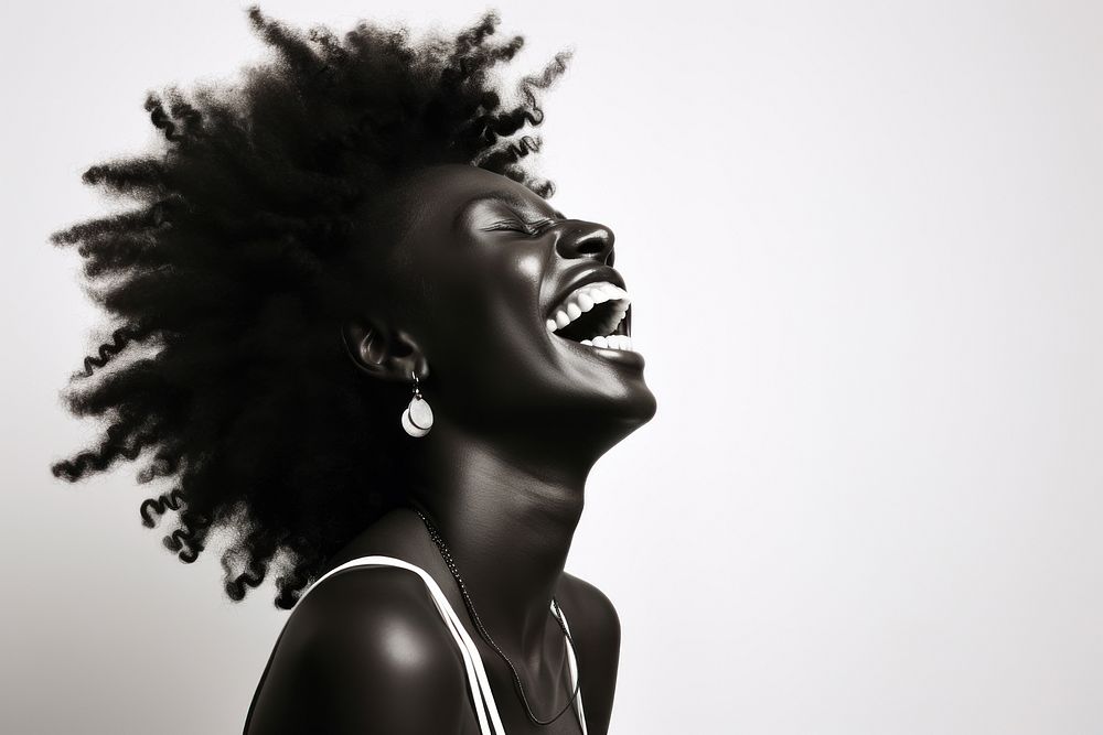 Young black woman laughing portrait adult photo. AI generated Image by rawpixel.