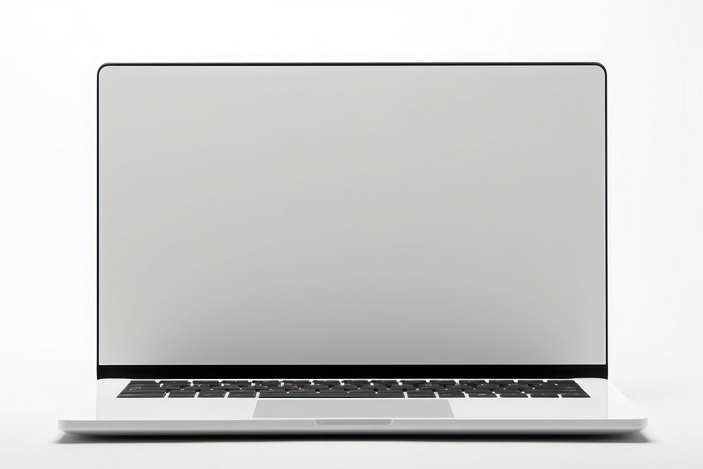 A laptop eith blank screen for design mockup computer white background electronics. AI generated Image by rawpixel.