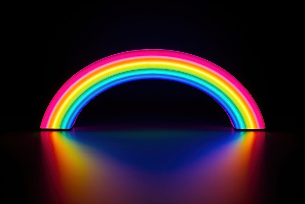 A rainbow light neon black background. AI generated Image by rawpixel.