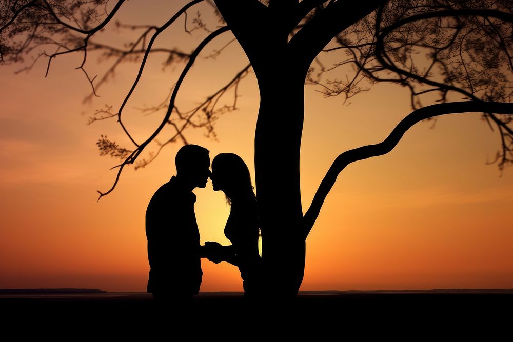 Lover backlighting silhouette adult. AI generated Image by rawpixel.