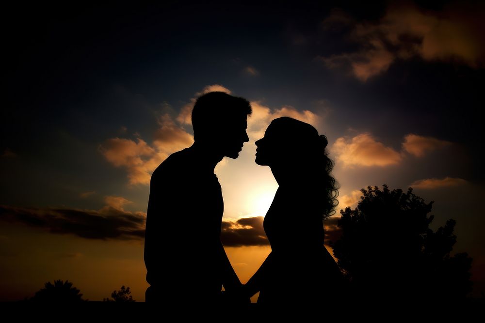 Lover silhouette backlighting photography. AI generated Image by rawpixel.