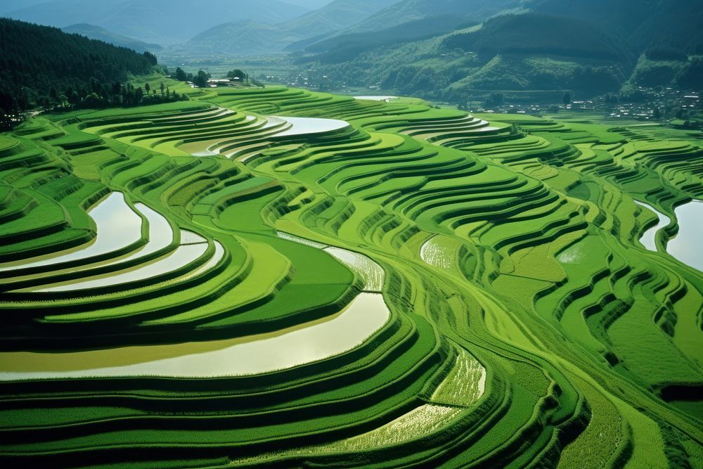 Rice field photo landscape outdoors nature. AI generated Image by rawpixel.