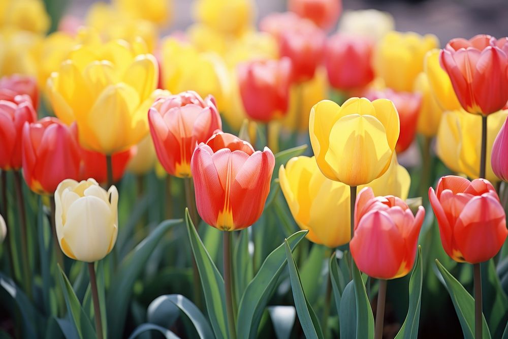 Tulips photo outdoors blossom flower. AI generated Image by rawpixel.