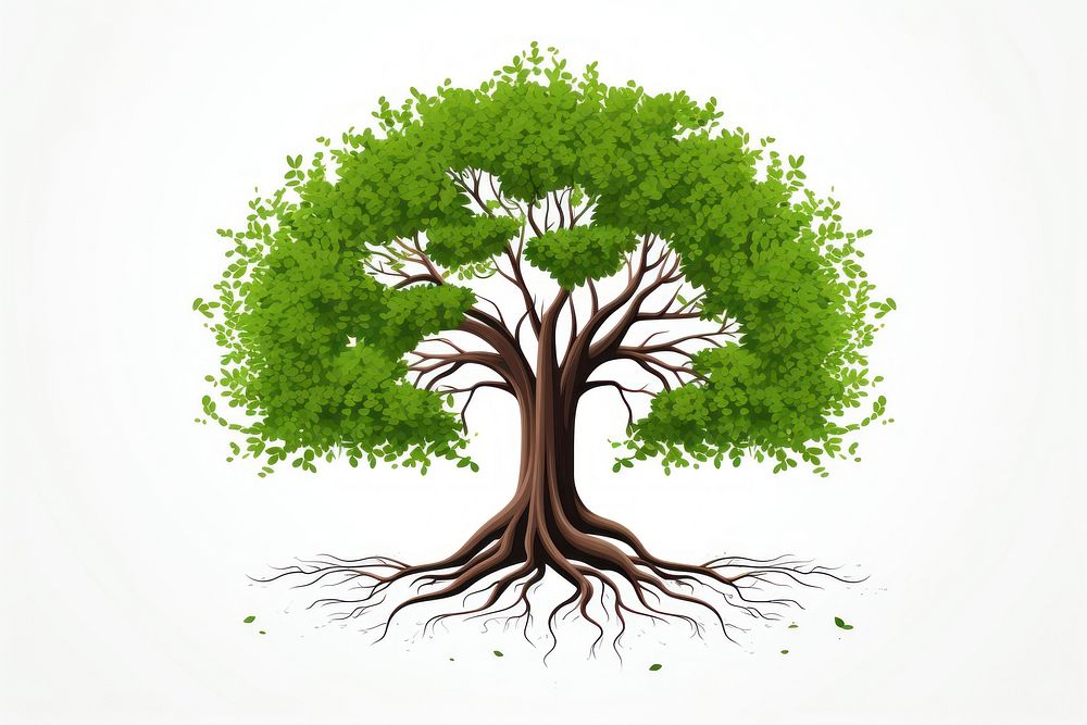 Tree with roots plant green art. AI generated Image by rawpixel.