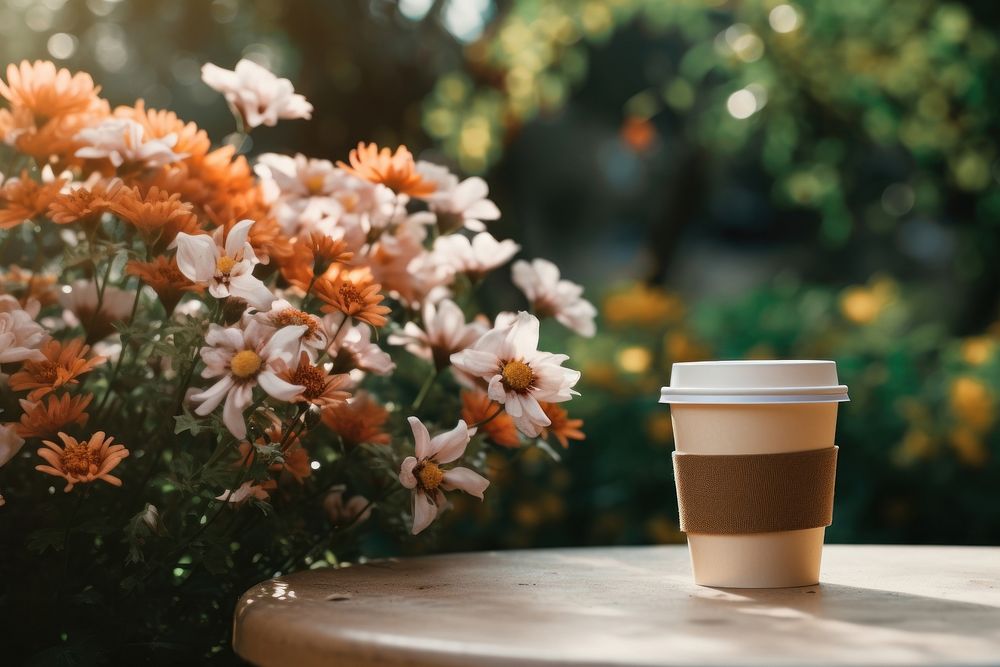 A coffee cup flower outdoors nature. AI generated Image by rawpixel.