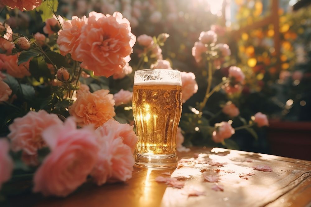 glass beer flower drink lager. Free Photo rawpixel