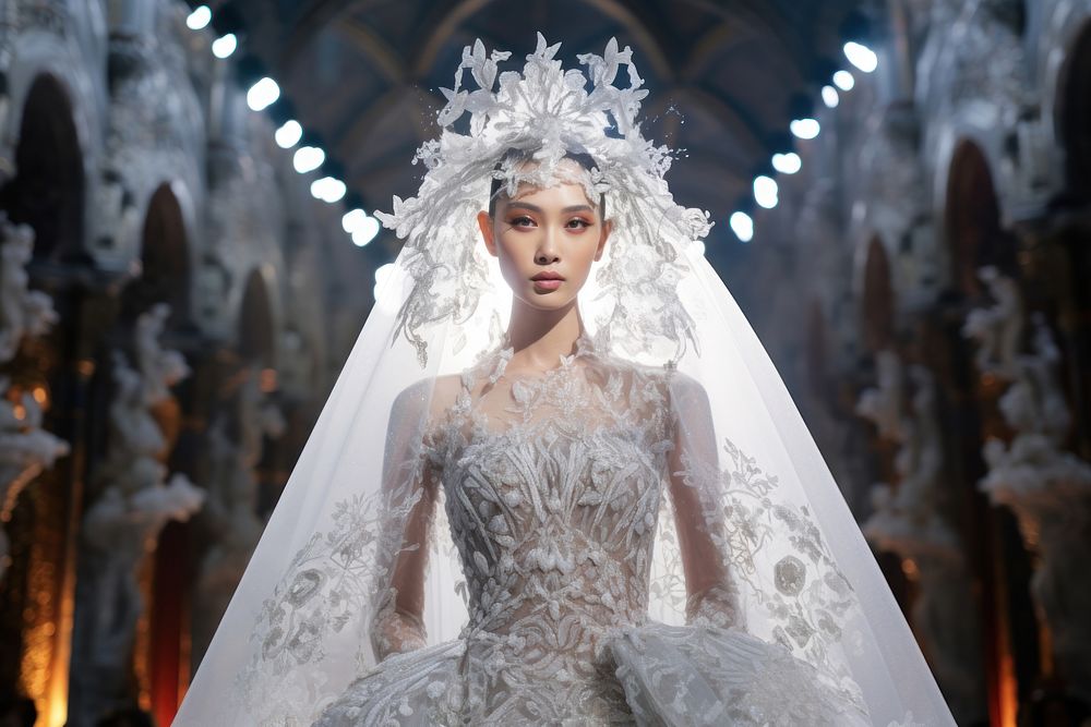 Singaporean woman fashion wedding dress. AI generated Image by rawpixel.