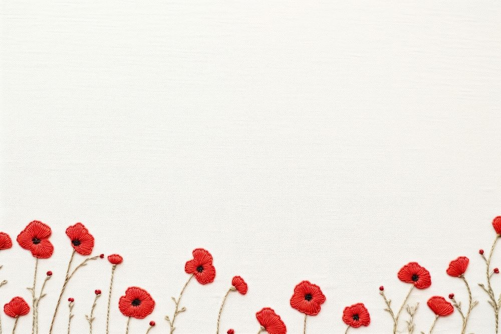 Frame border little poppy pattern backgrounds embroidery. AI generated Image by rawpixel.