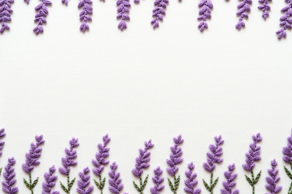 Upper frame border with little lavender pattern backgrounds embroidery. AI generated Image by rawpixel.