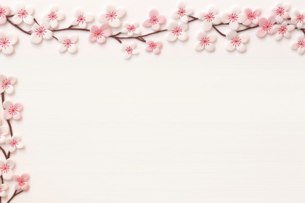 Upper frame border with little cherry blossom backgrounds pattern flower. AI generated Image by rawpixel.
