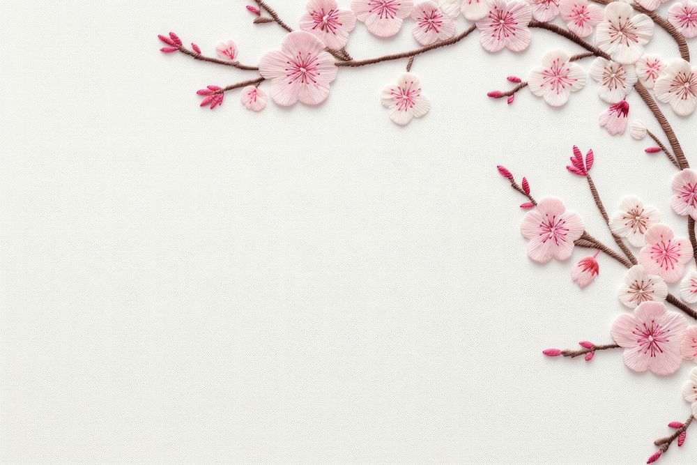 Upper frame border with little cherry blossom backgrounds pattern flower. AI generated Image by rawpixel.