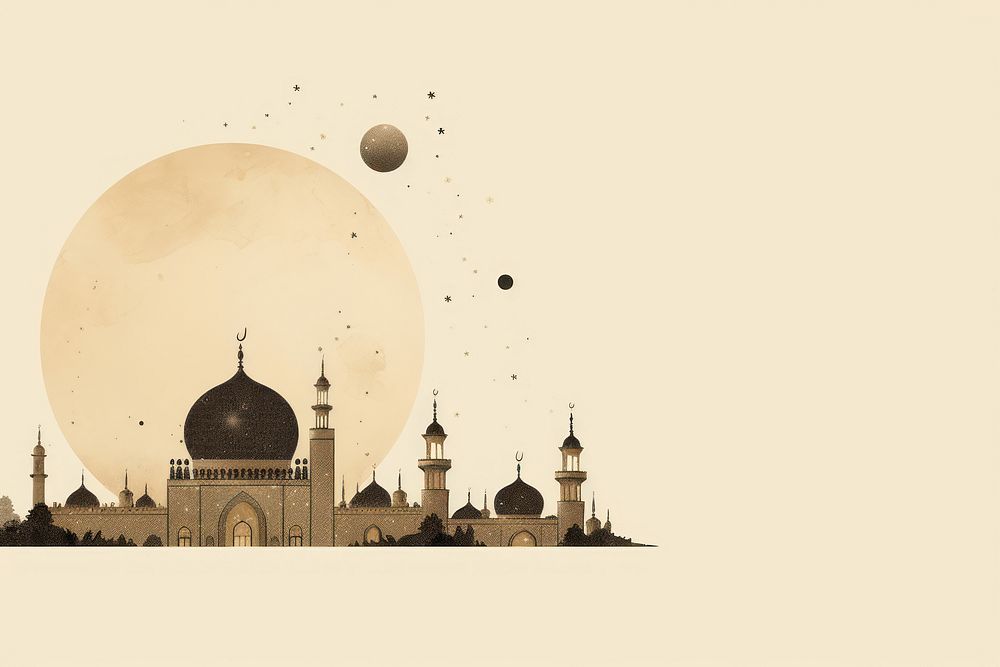 Mosque moon architecture building. AI generated Image by rawpixel.
