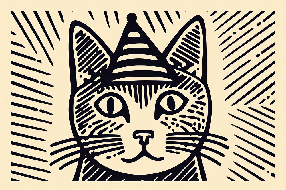 Cat wearing party hat mammal animal pet. AI generated Image by rawpixel.
