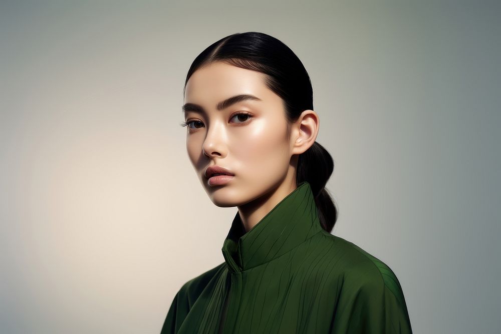 A japanese woman portrait adult green. AI generated Image by rawpixel.