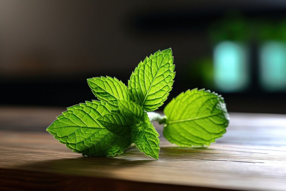 Mint leaf plant table. AI generated Image by rawpixel.