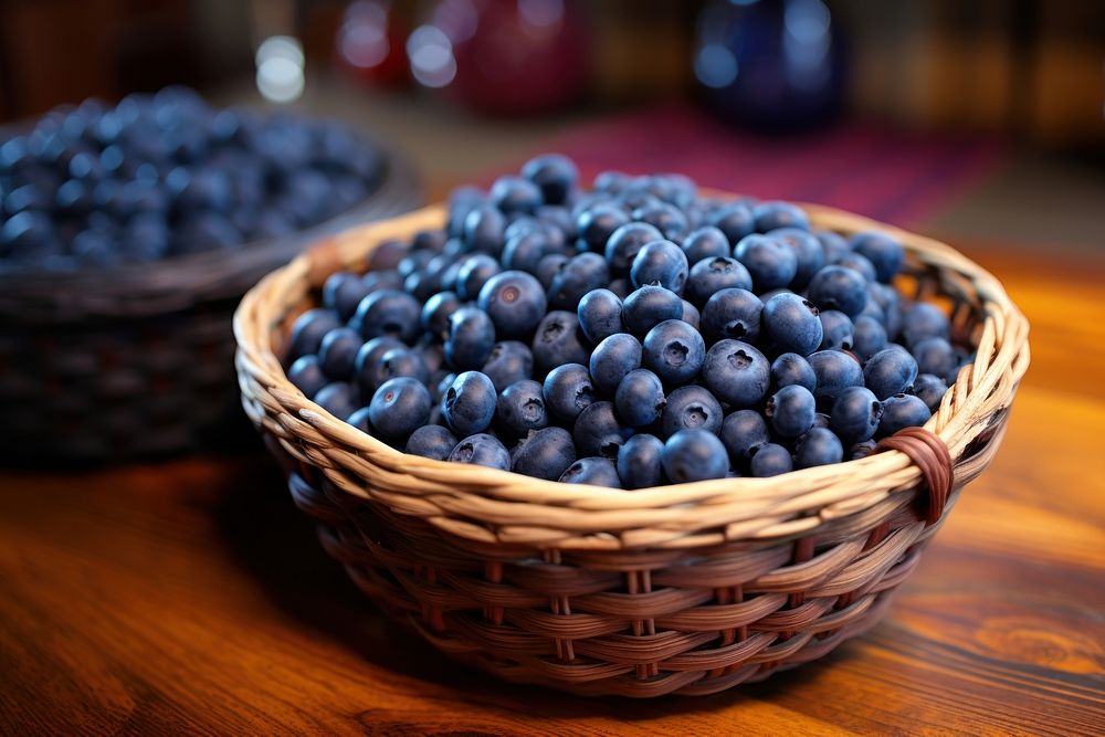 Blueberry basket fruit table. AI generated Image by rawpixel.