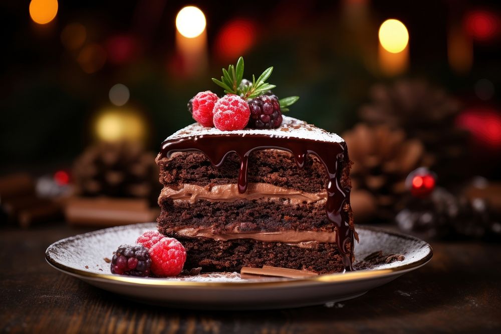 Dessert cake chocolate christmas. AI generated Image by rawpixel.