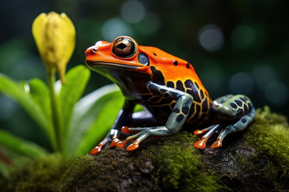 Rainforest frog amphibian wildlife. AI generated Image by rawpixel.