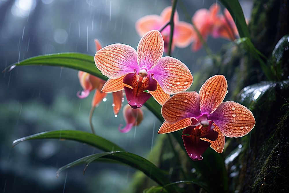 Rainforest orchid flower plant. AI generated Image by rawpixel.