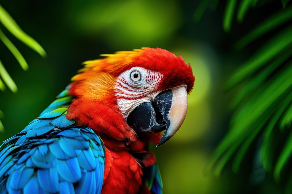 Rainforest parrot animal macaw. 