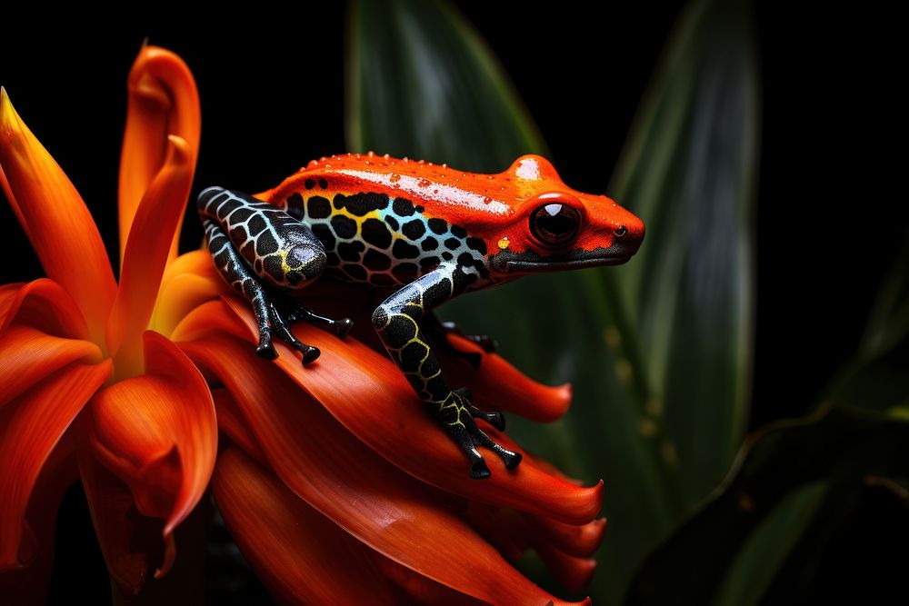 Rainforest flower frog amphibian. AI generated Image by rawpixel.