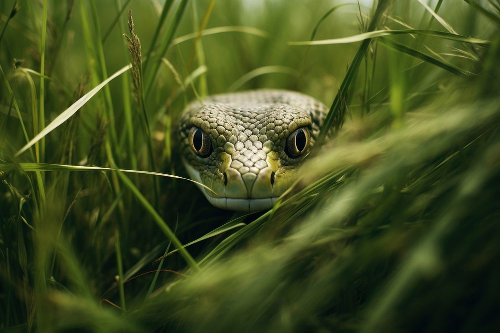 Snake grass reptile animal. AI generated Image by rawpixel.
