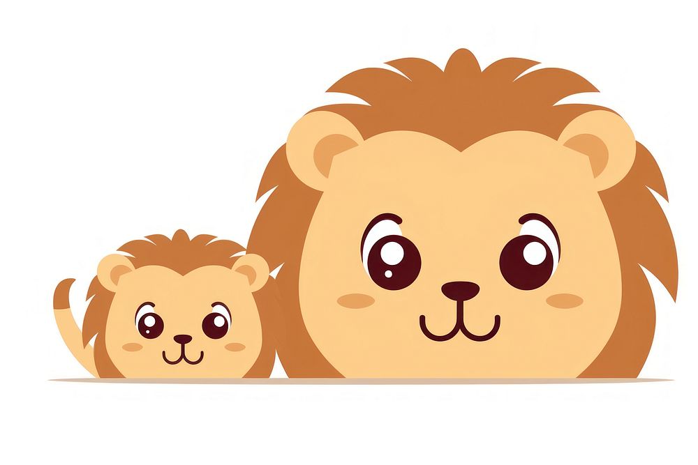 Lion dad and baby cartoon mammal animal. AI generated Image by rawpixel.