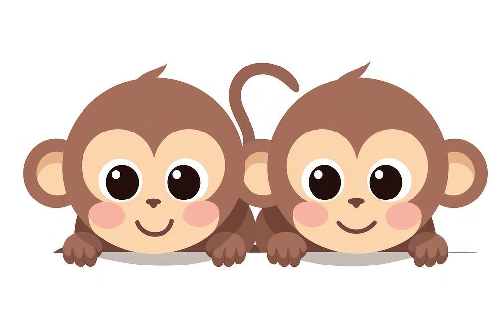 Monkey mom and baby cartoon mammal animal. AI generated Image by rawpixel.