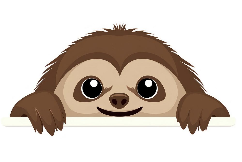 Sloth peeking cartoon mammal. 