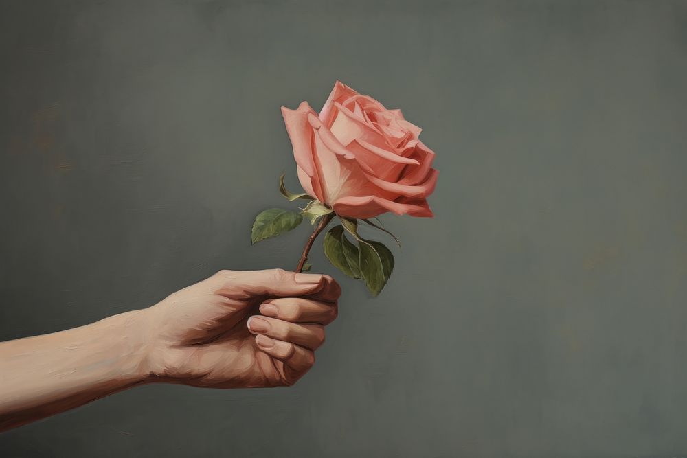 Close up woman hand holding rose flower plant inflorescence. AI generated Image by rawpixel.