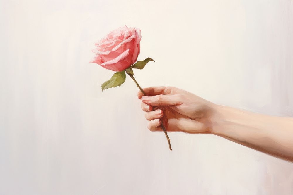 Close up woman hand holding rose flower petal plant. AI generated Image by rawpixel.