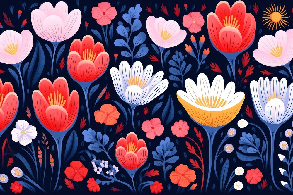 Flower graphic pattern graphics plant. AI generated Image by rawpixel.
