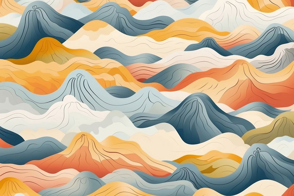 Mountain pattern art tranquility. AI generated Image by rawpixel.