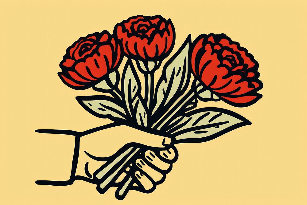 Hand holding flower bouquet drawing sketch plant. AI generated Image by rawpixel.