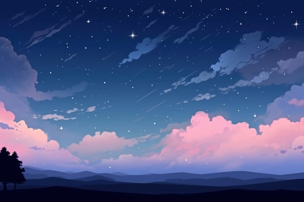 Sky night landscape outdoors nature. AI generated Image by rawpixel.