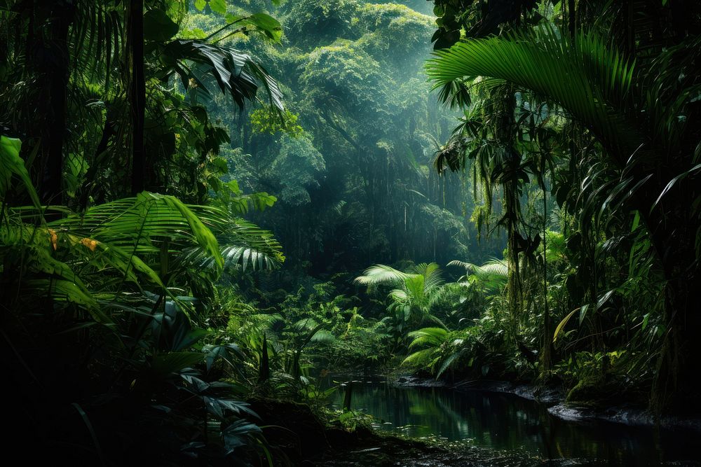 Amazon Rainforest vegetation rainforest outdoors. AI generated Image by rawpixel.