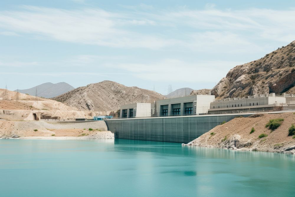 Hydropower plants outdoors dam architecture. AI generated Image by rawpixel.