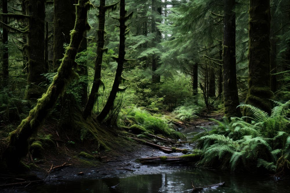 Valdivian Temperate Rainforest wilderness vegetation rainforest. AI generated Image by rawpixel.