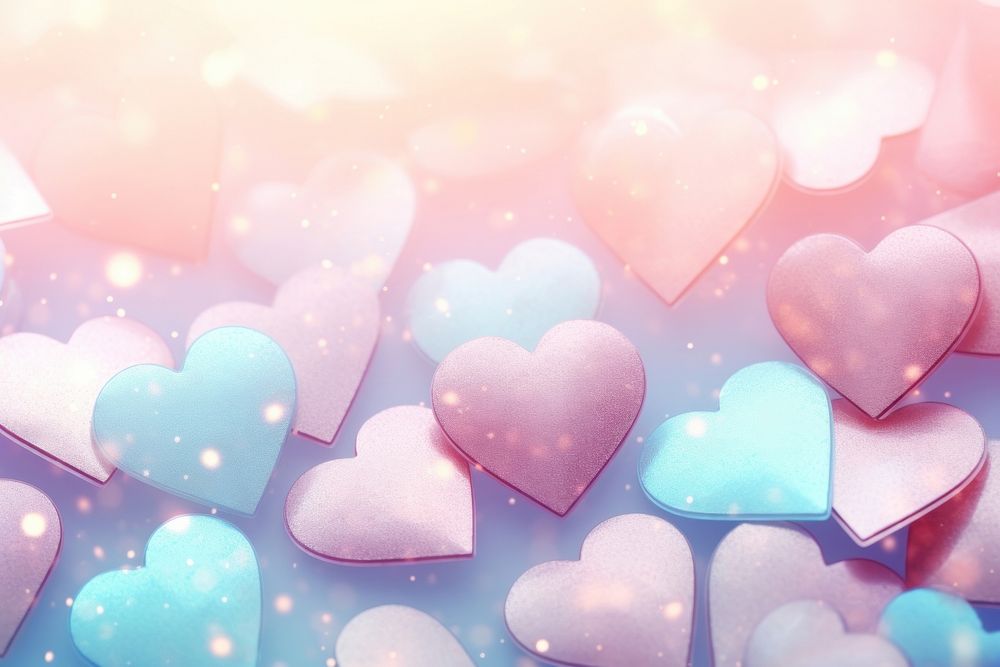 Pastel hearts with sparkle background backgrounds decoration defocused. AI generated Image by rawpixel.