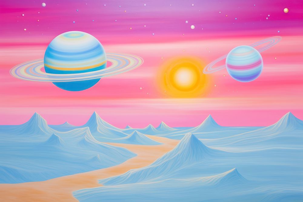 Galaxy sky with saturn and stars backgrounds astronomy painting. AI generated Image by rawpixel.