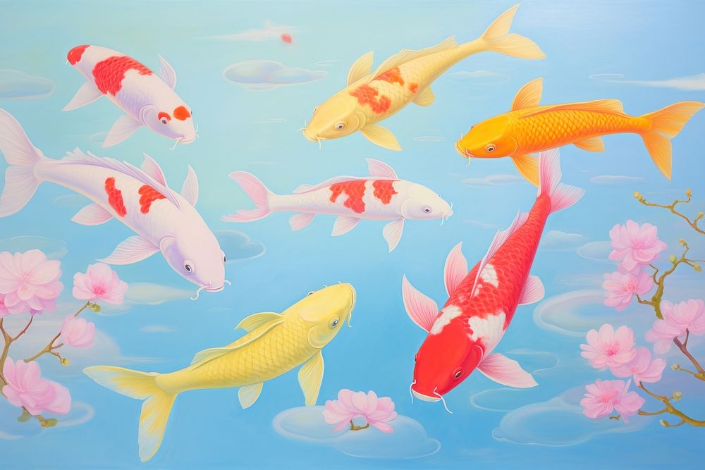 Koi fish pattern animal carp underwater. AI generated Image by rawpixel.