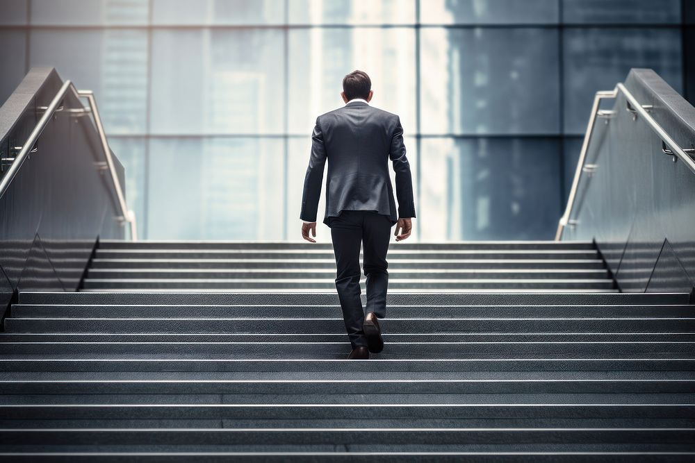 Businessman climbing stairs standing walking adult. AI generated Image by rawpixel.