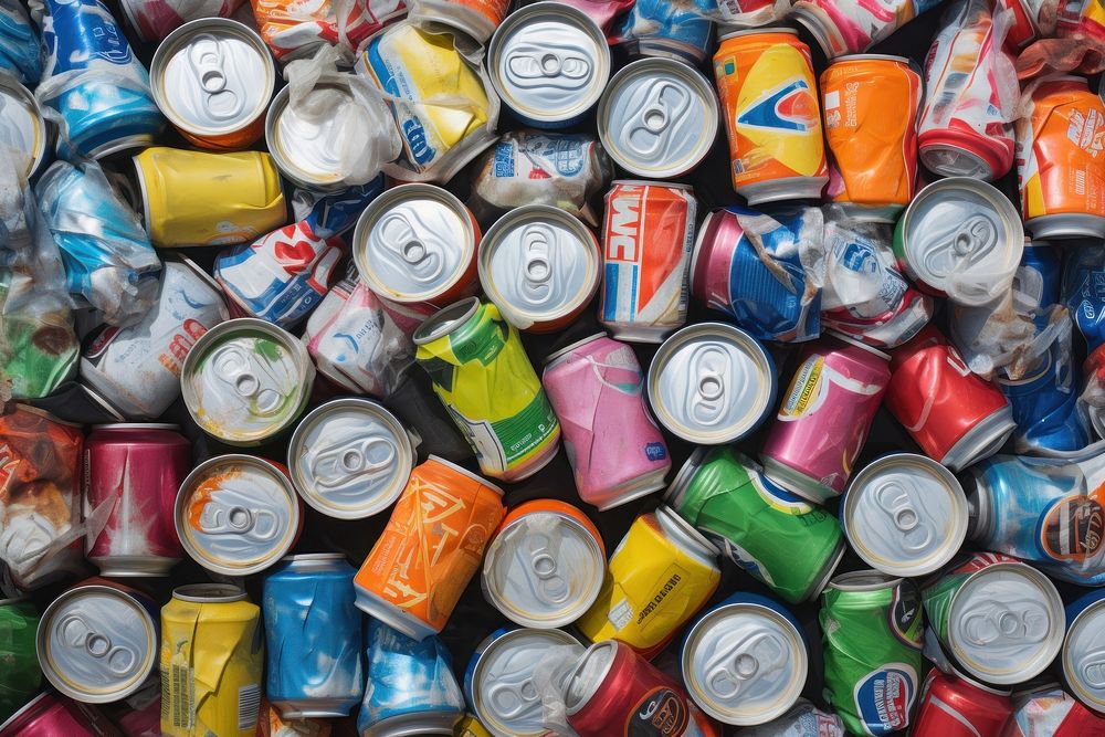Cans recycling backgrounds arrangement abundance. AI generated Image by rawpixel.