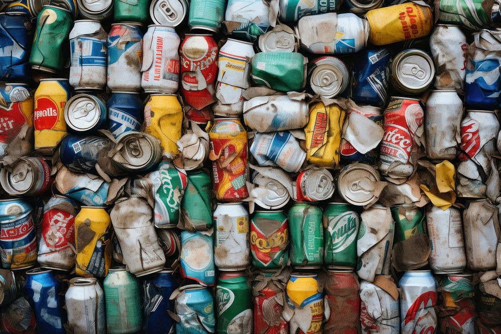 Cans recycling backgrounds arrangement container. AI generated Image by rawpixel.